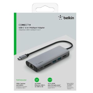 Belkin CONNECT USB-C 6-in-1 Multiport-Adapter AVC008btSGY - DGH